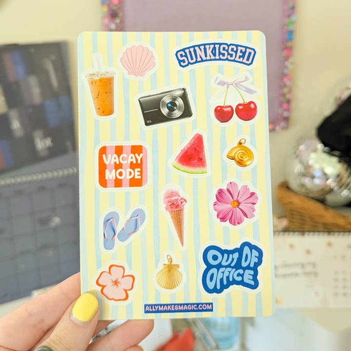 y2k summer sticker sheet for wholesale by allymakesmagic