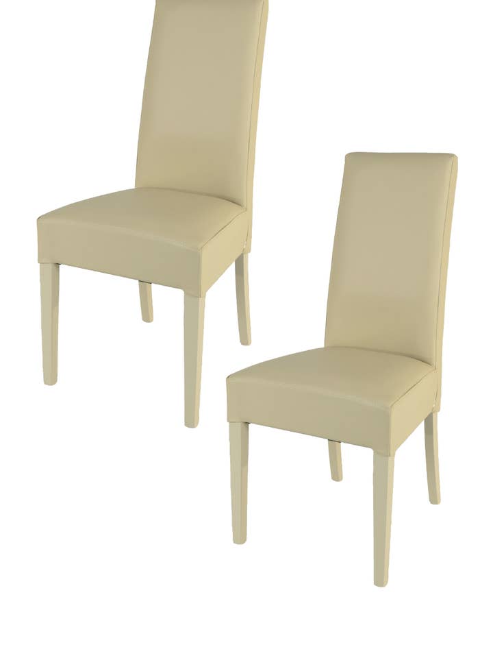 Cadeiras Glory de madeira com assento e encosto de couro sintético areia por atacado de Tommychairs