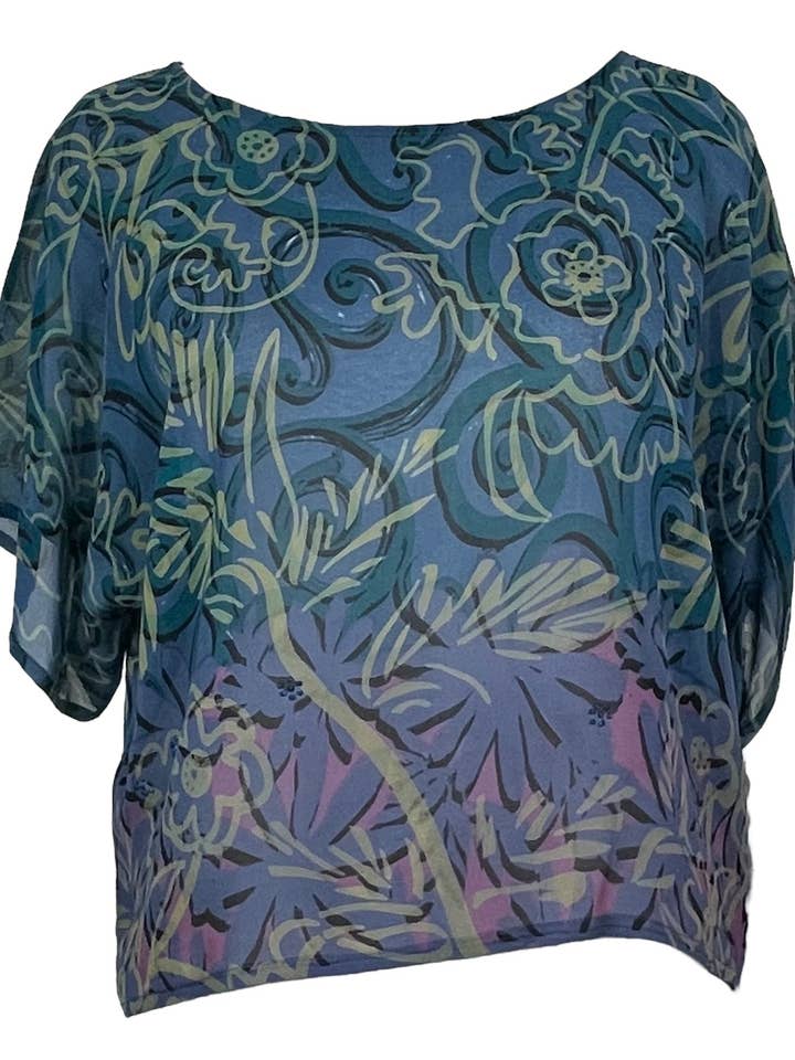 sariKNOTsari - Wholesale Blouse - Women's - PRG4912 Sheer Avatar Pure Silk Boxy Top0