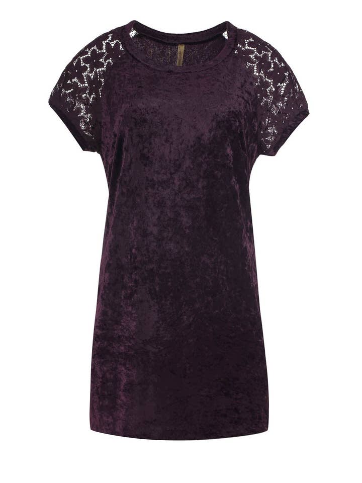 Abito bordeaux A Line Punto di Roma con dettagli in pizzo per la vendita all'ingrosso da parte di conquista