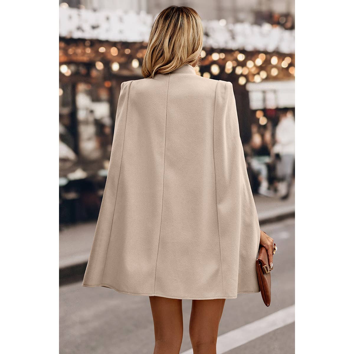 Supreme Fashion - Wholesale Coat - Women's - Solid Cloak Sleeve Double Breasted Cape Coat4