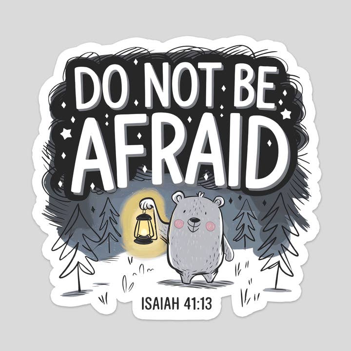 "Non Temere" – Isaia 41:13 Adesivo Cristiano (Design Orso & Lanterna) per la vendita all'ingrosso da parte di Little Prayer Tea Company