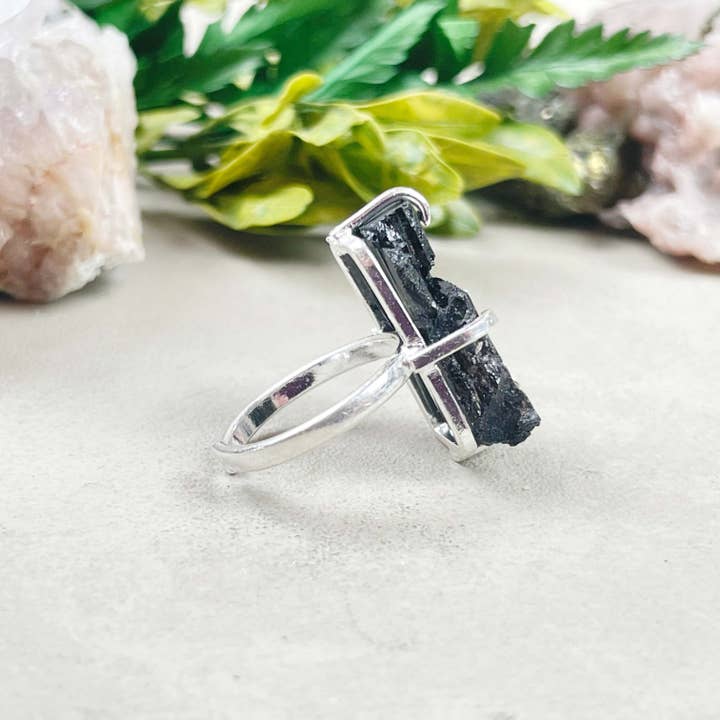 Ewelina Pas Jewelry - Wholesale Single Stone/Solitaire Ring - Raw Black Tourmaline Simple Ring10