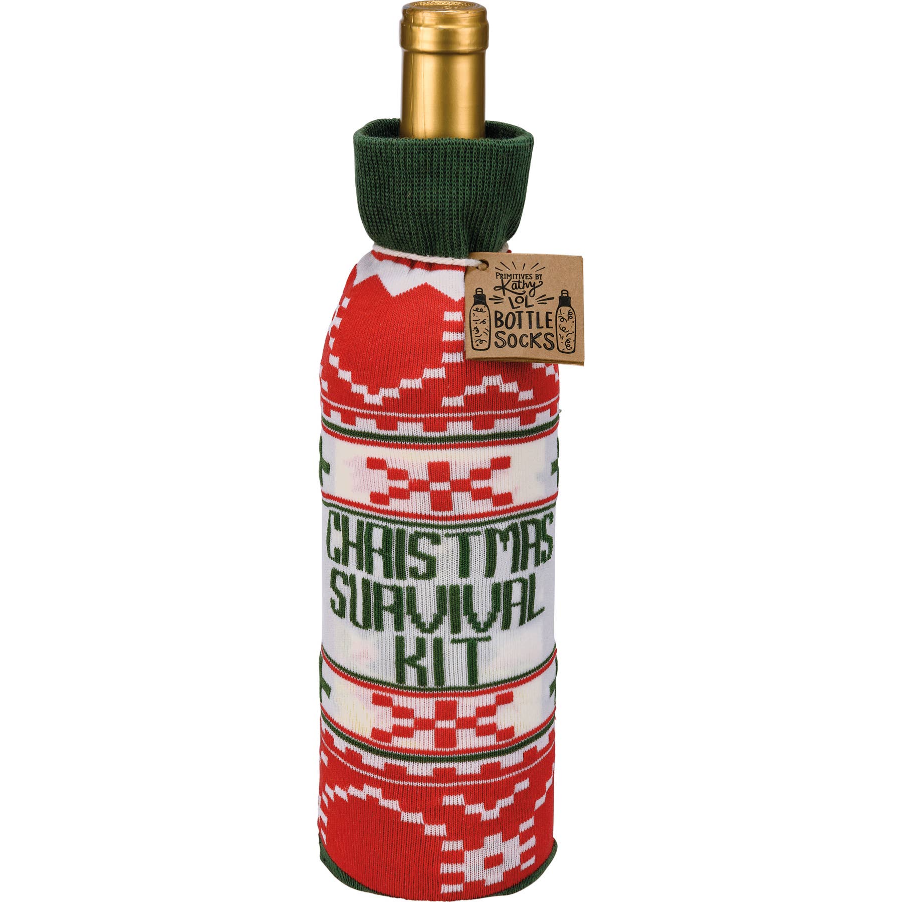 Primitives by Kathy - Wholesale Wine Gift Bag - Christmas Survival Kit Bottle Sock3