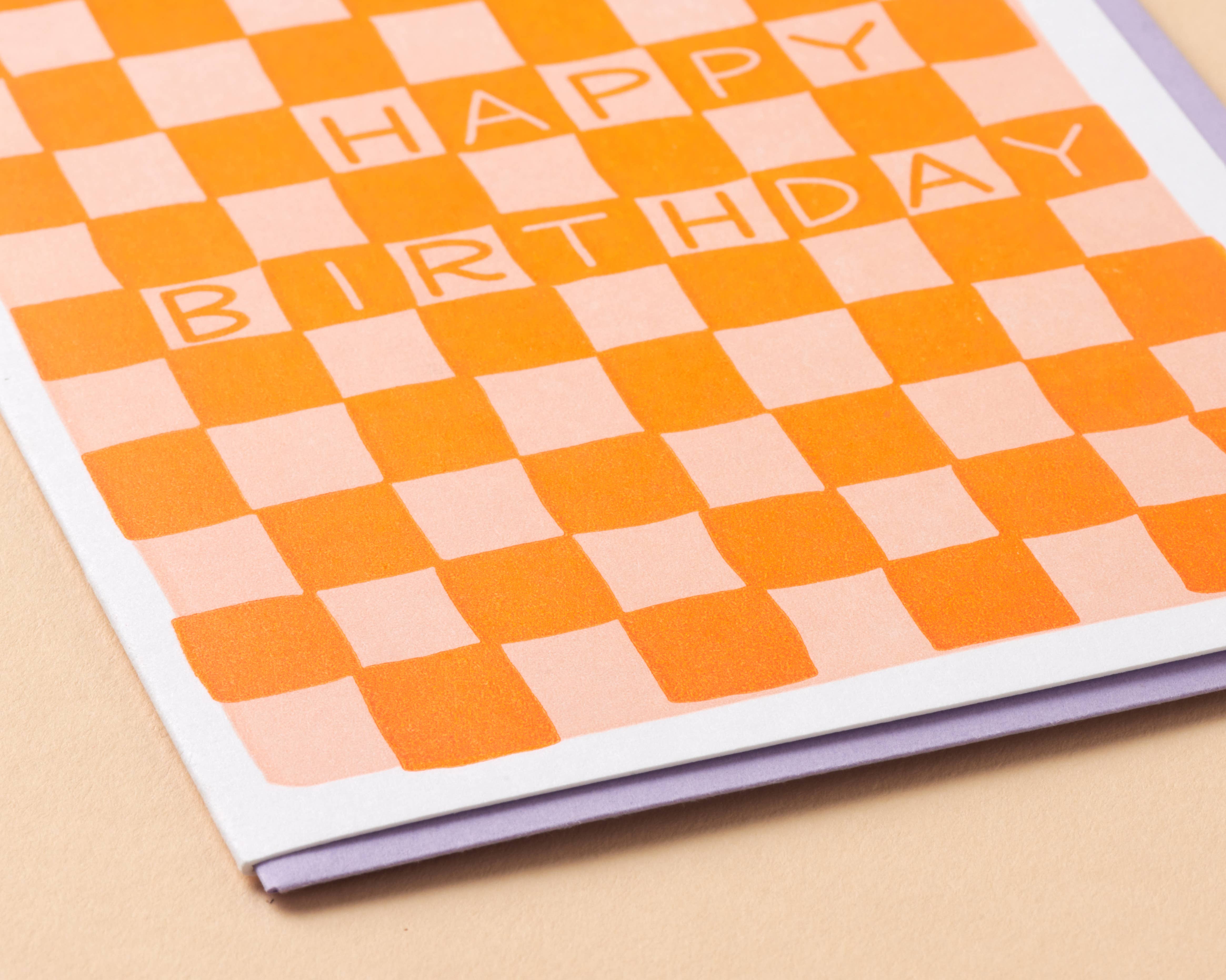 And Here We Are - Wholesale Birthday Card - Checkerboard Birthday Letterpress Greeting Card- Made in USA1
