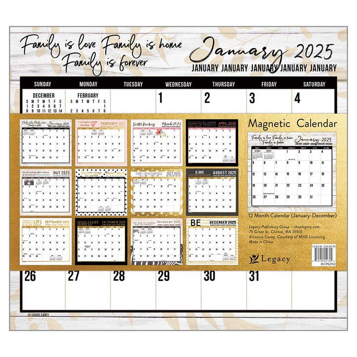 Legacy - Wholesale Calendar - Live, Laugh, Love 2025 Magnetic Calendar Pad