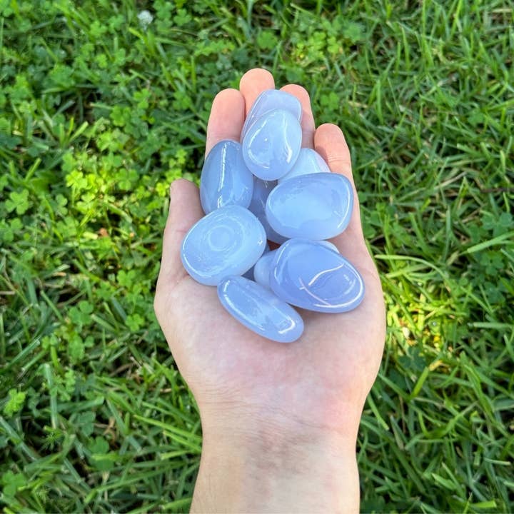 Earths Elements Wholesale - Wholesale Spiritual Stone/Crystal - Tumbled Crystal - Blue Chalcedony, 2lbs1