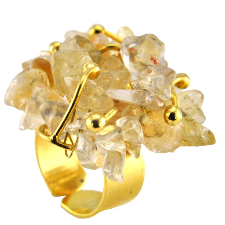 SR002CT 18k Gold Plated Ring With Citrine for wholesale by Sai Brazil