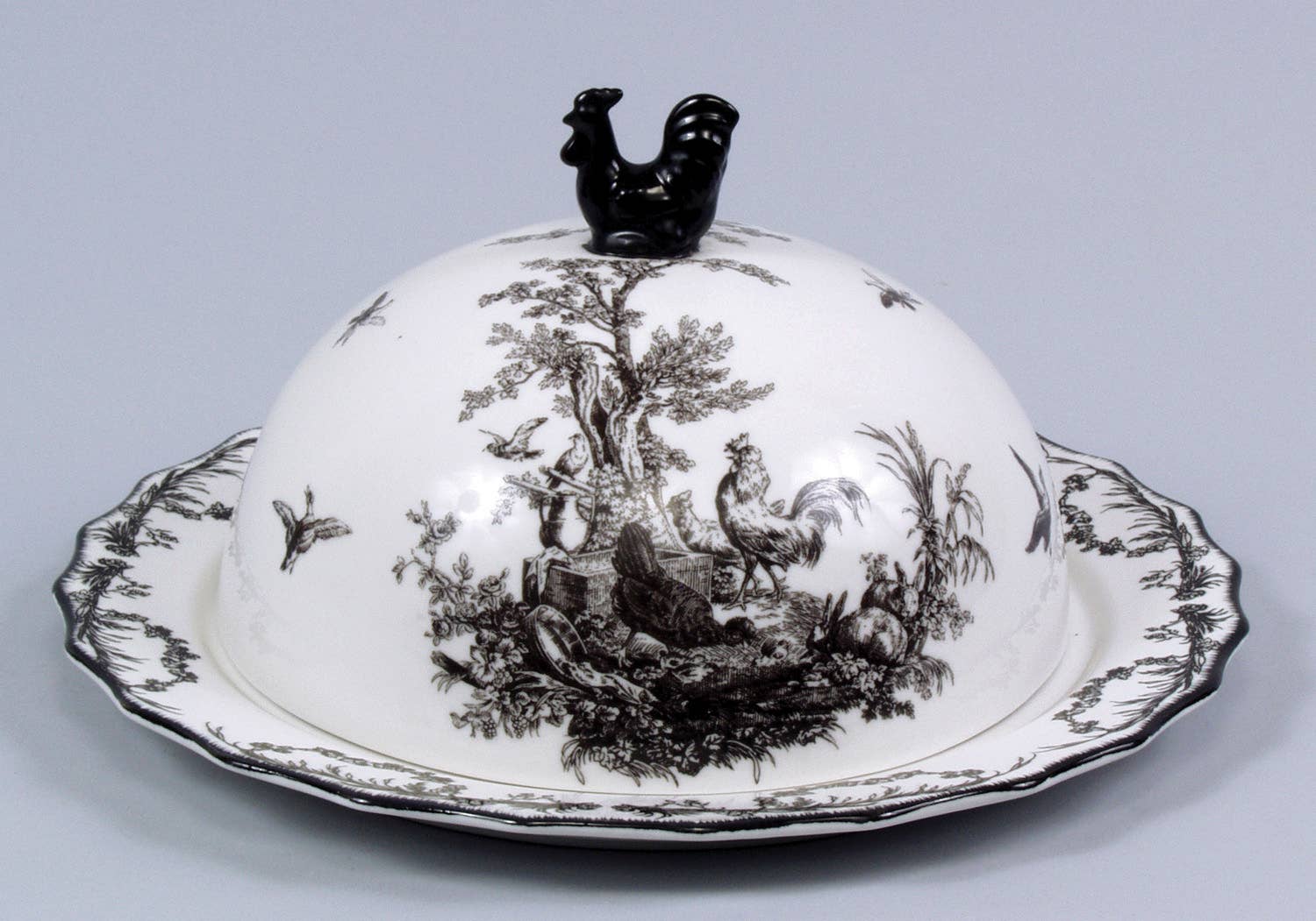 AA Importing - Wholesale Decorative Plate/Dish/Bowl - Porcelain Cake Dish in Red, Black & Blue2