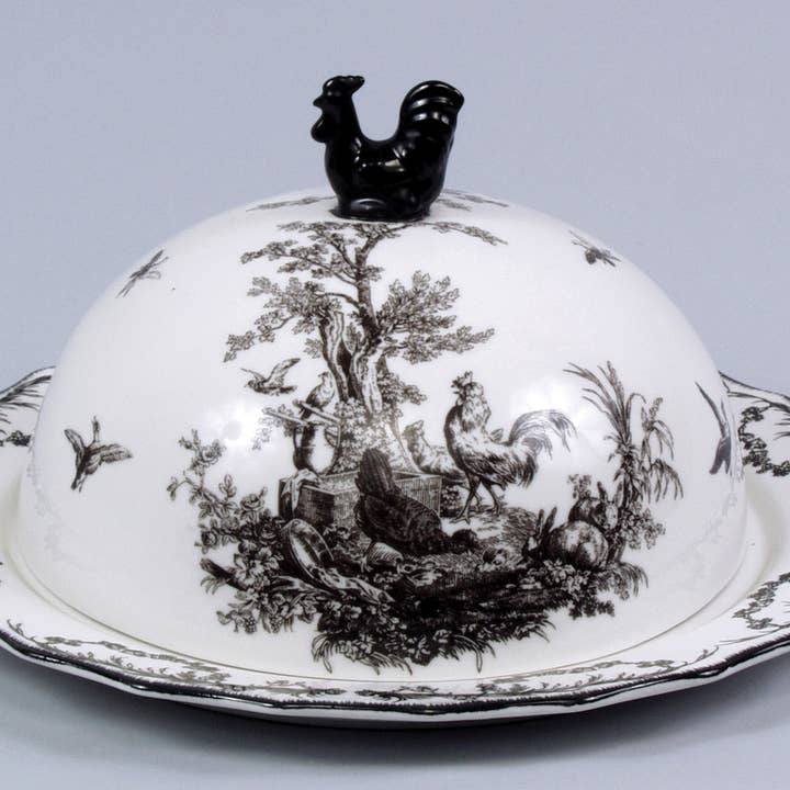 AA Importing - Wholesale Decorative Plate/Dish/Bowl - Porcelain Cake Dish in Red, Black & Blue