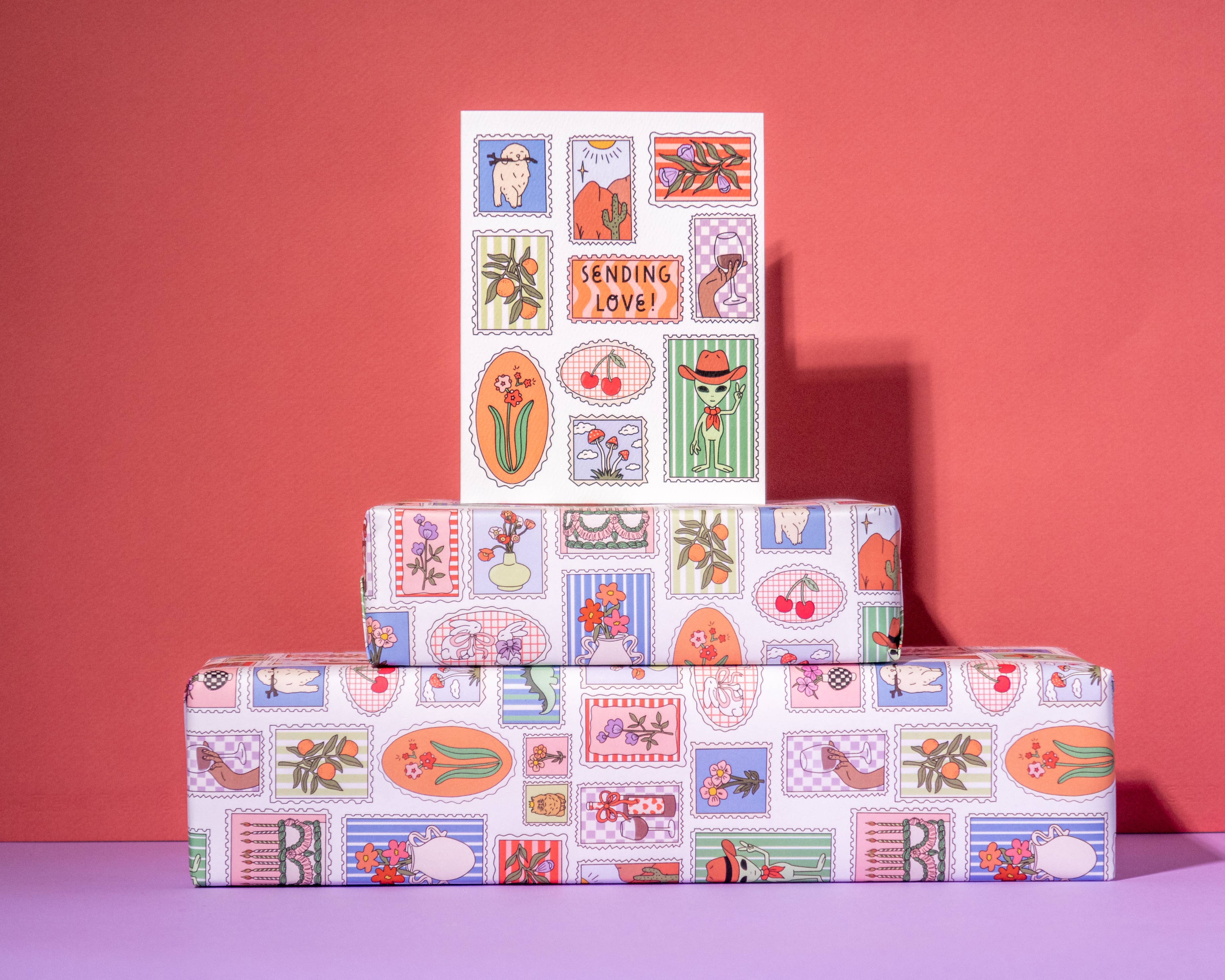 Illustrating Amy - Wholesale Wrapping Paper Roll - Stamp Print Gift Wrap Rolls3