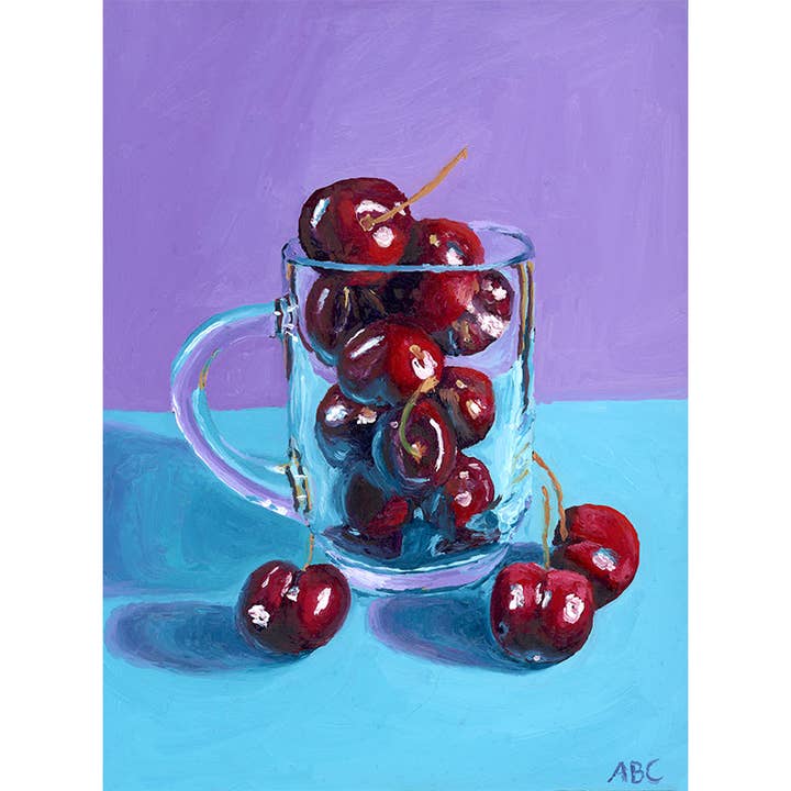 Cherries in a cup - Fine Art Print for wholesale by Amanda Beth Studio
