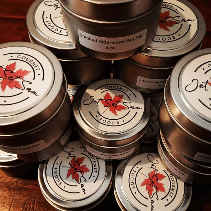 Vancouver Smoked Salmon - Vente Sel - Sel de mer en hickory fumé, boîte de 4 oz