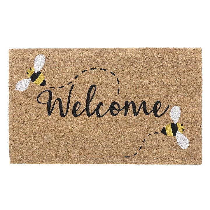 Felpudo de fibra de coco Buzzing Bees Welcome para venta al por mayor de IH Casa Decor