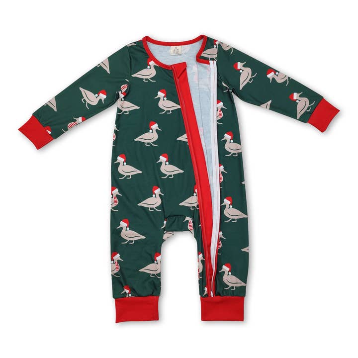 Yawoo Garments - Wholesale Sleepwear Set - Kids - Green Christmas hat duck baby boy pajamas