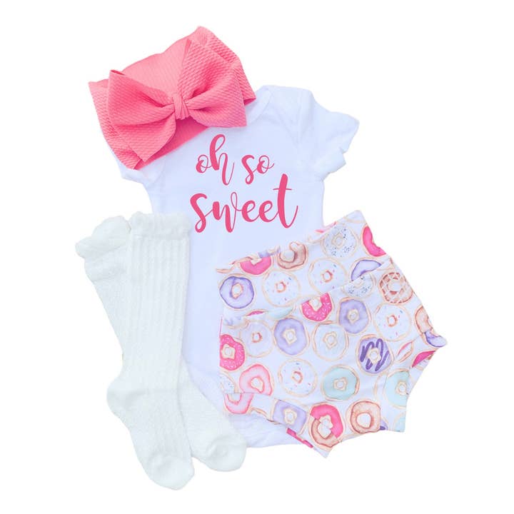 Tiny toes Baby Co - Wholesale Clothing Set - Baby - Oh So Sweet Donut Bummies Set