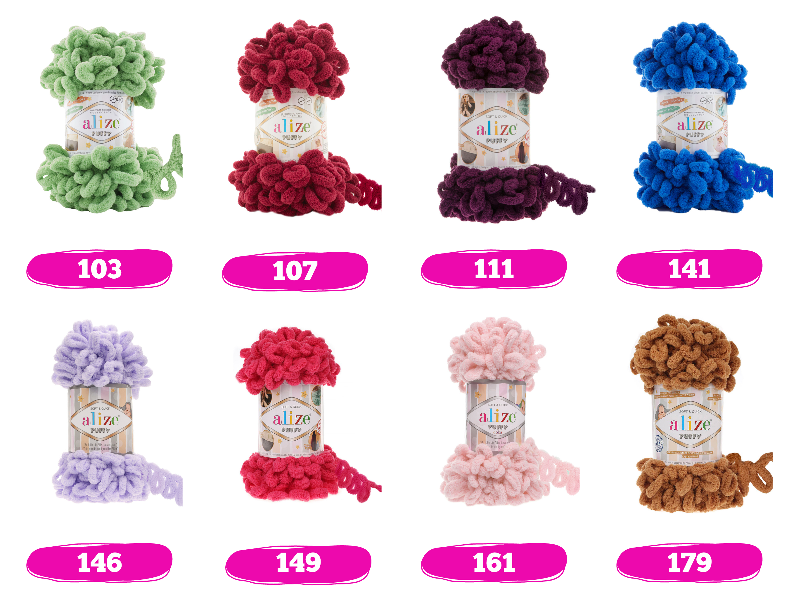 Craftsyarn – Engroshandel Garn – Alize Puffy | Tyggegarn | Blødt garn med løkker2