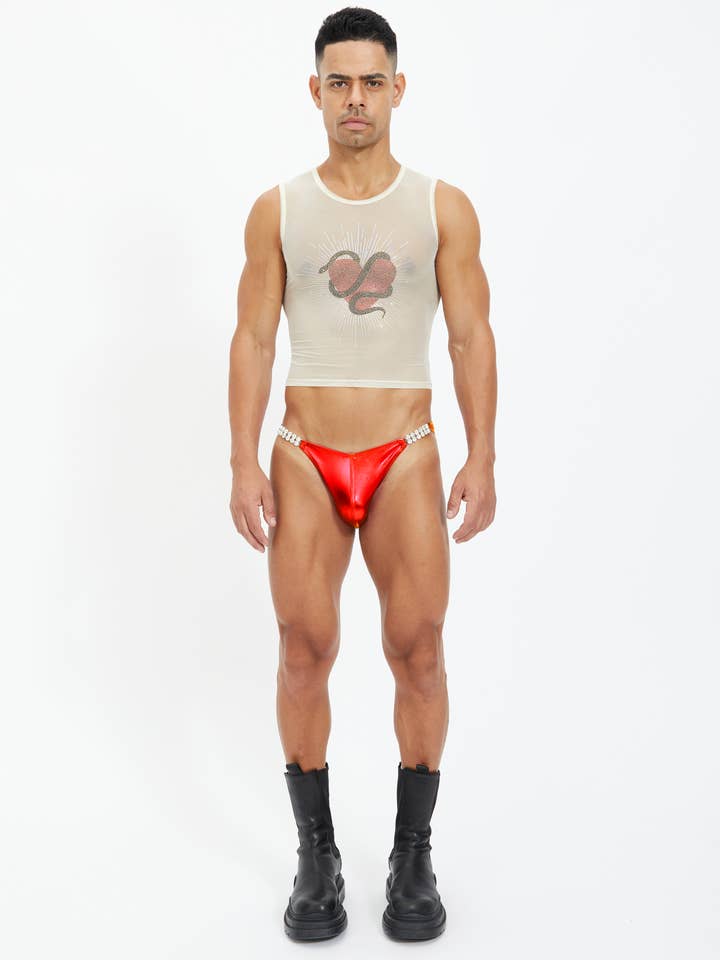 Poison Strass Mid Crop - Nude Mesh per la vendita all'ingrosso da parte di Project Claude