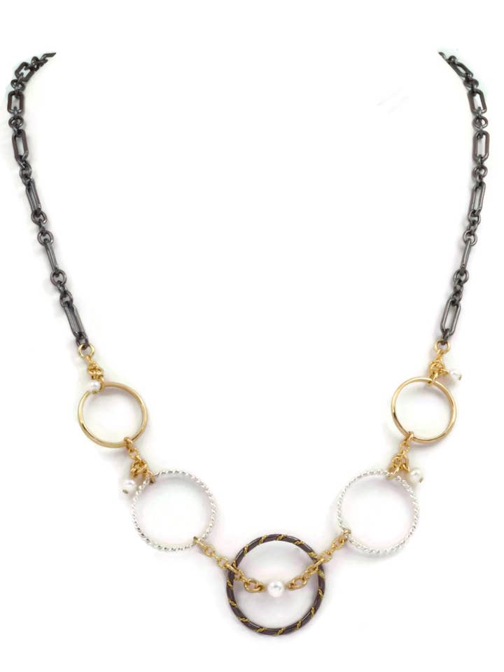 Lunar Link halsketting, witte parel voor wholesale door Taber Studios