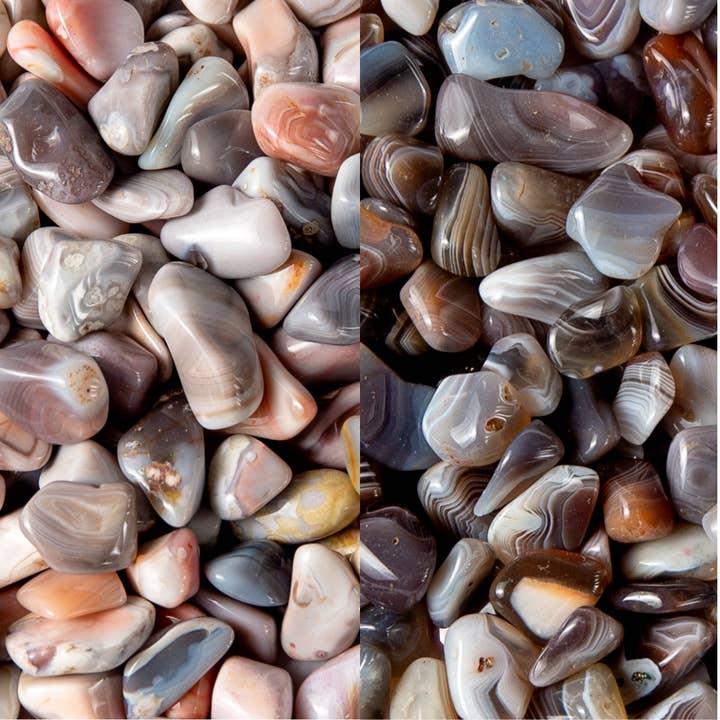 Tumbled Gemstone Collection Pink & Gray Botswana Agate for wholesale by Tree of Life Gems