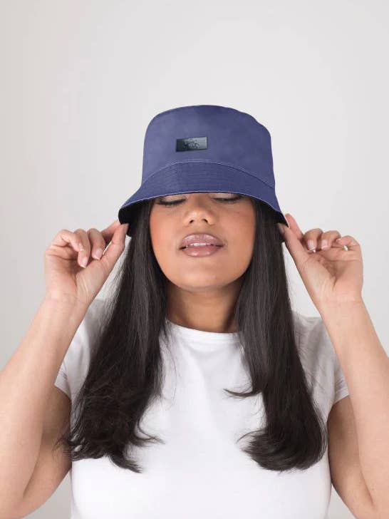 Reversible Black and Navy Satin Lined Bucket Hat for wholesale by Black Sunrise