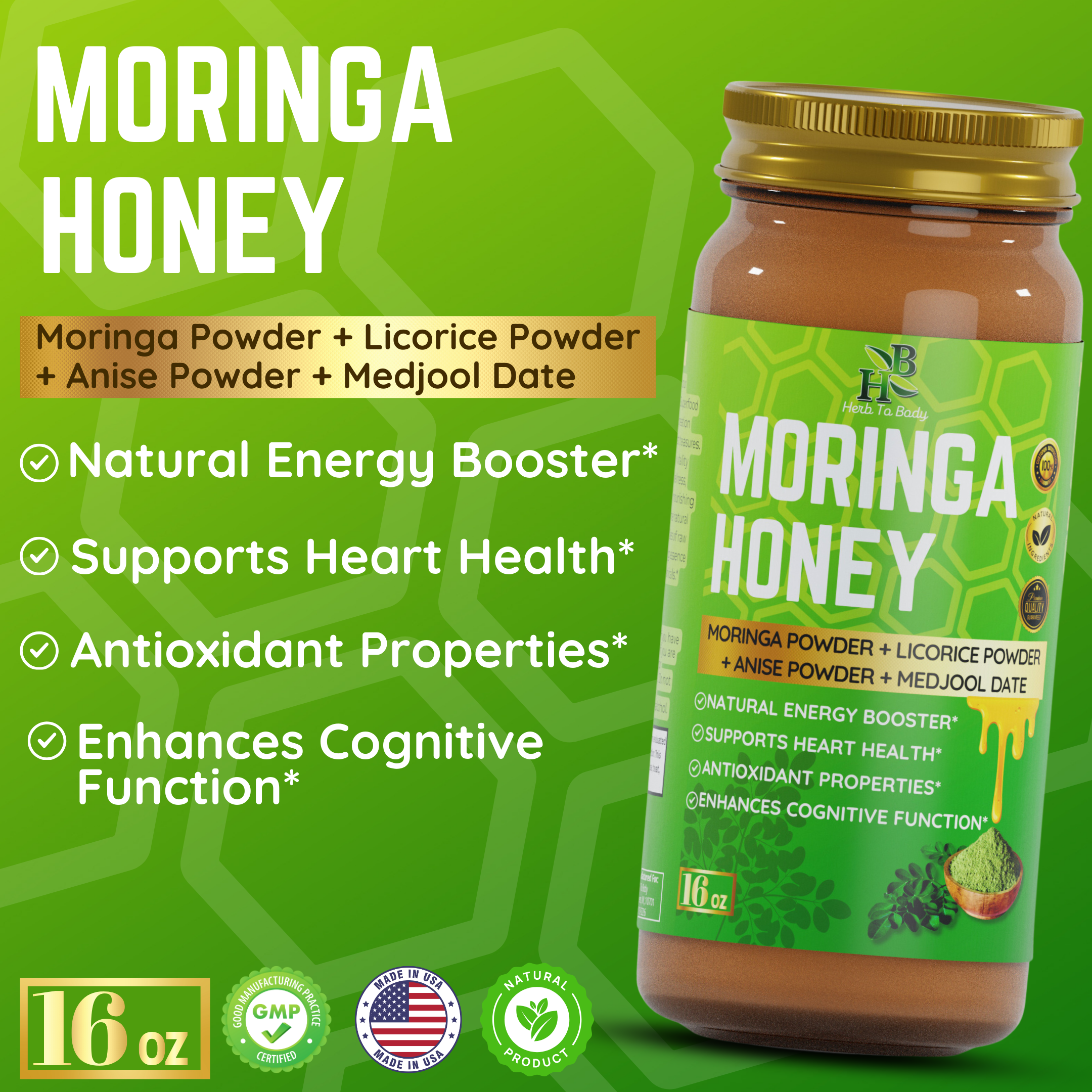 Herb To Body - Wholesale Honey - Moringa Honey 16oz3