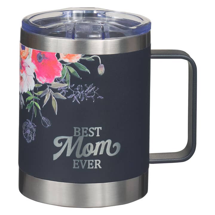 Christian Art Gifts - Wholesale Insulated Mug/Tumbler - Mug SS Camp Navy Floral Best Mom Ever