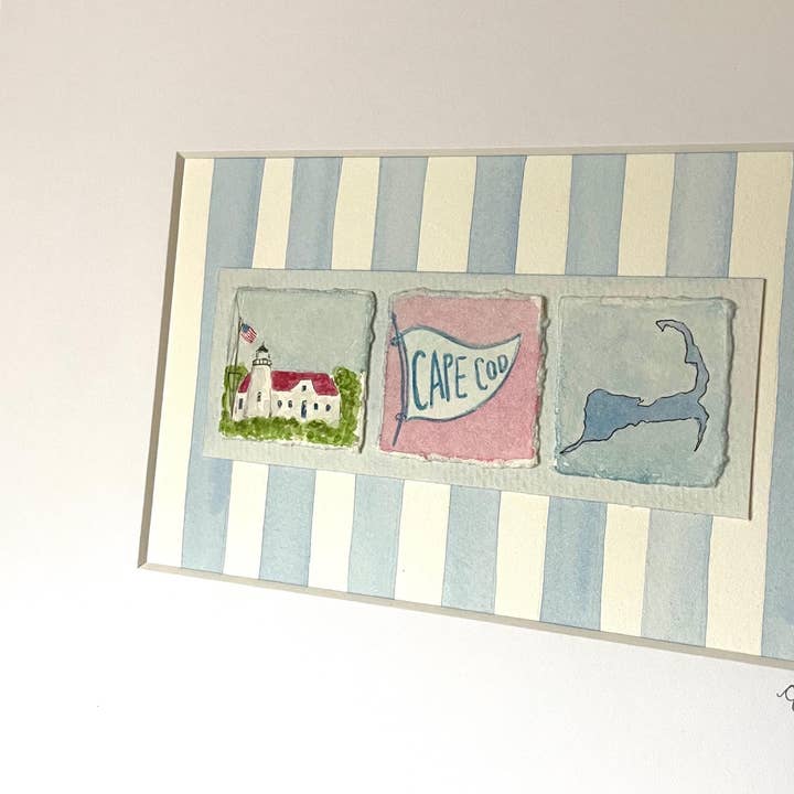 8 x 10 Original Mini Cape Cod Watercolor Painting for wholesale by Courtney Foley