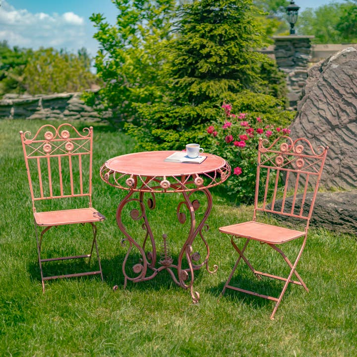 Zaer Ltd. International - Wholesale Patio Set - "Copenhagen 1843" Round Chair and Table- 3PC/ST- 3 Colors