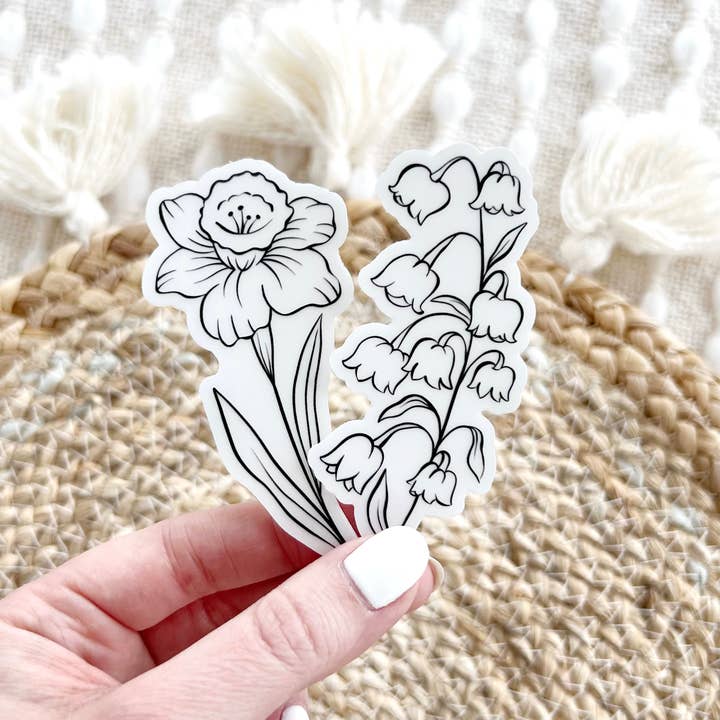 Elyse Breanne Design - Wholesale Sticker - March Birth Month Flower: Daffodil Sticker, 1.6x3.5in.2
