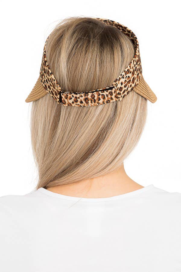 Cap Zone - Wholesale Visor - Women's - Leopard  Edge Toyo Straw Wide Bill Sun Visor2