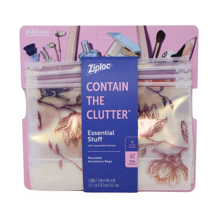 First Choice Buying – Großhandel Schmink-/Kosmetiktasche – Ziploc Essential Stuff Wiederverwendbare Zubehörbeutel, 5 Beutel0