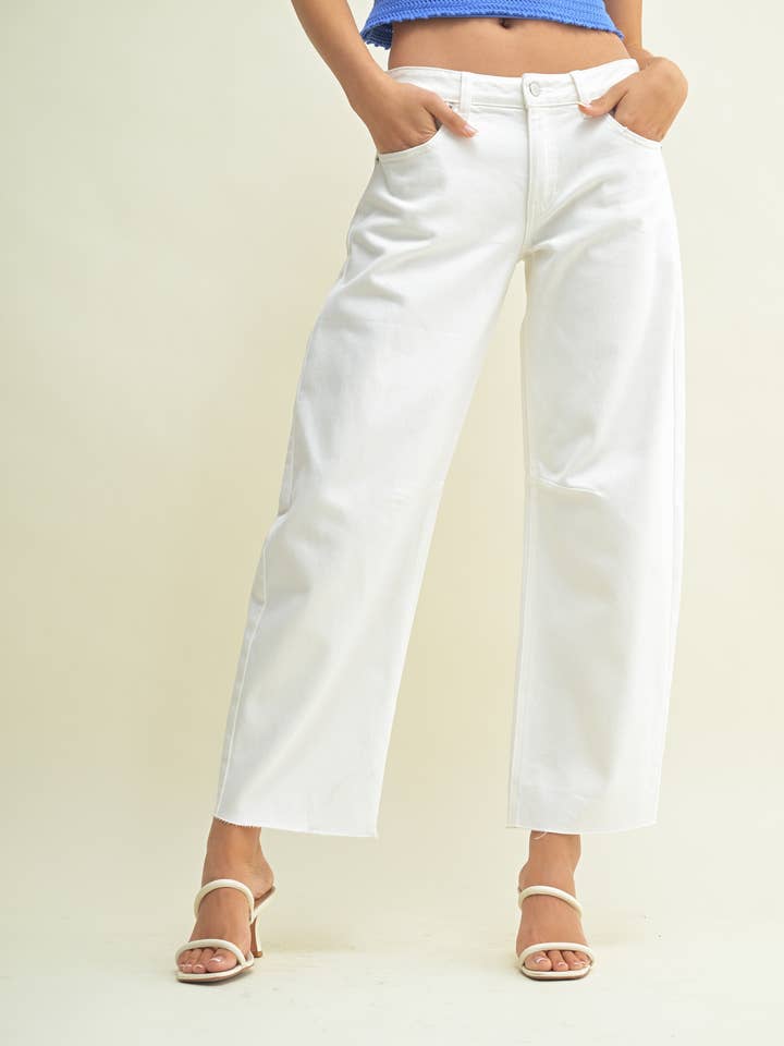 JP408 - WHT - Mid Rise Barrel Jean for wholesale by Just USA Jeans