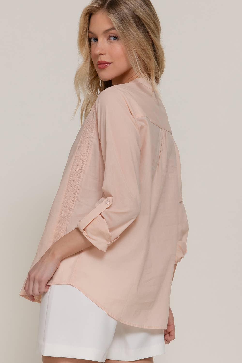 Active Basic | Active USA - Venta al por mayor Blusa - Mujer - Blusa tejida con panel de encaje y manga larga22