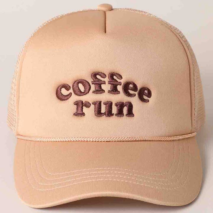 Fashion City - Wholesale Trucker Hat - Women's - Coffee Run Embroidered Trucker Cap