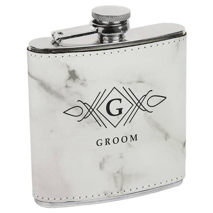 Laserable Leather flask set Personalized flask without Logo for wholesale by Laser Leatherette