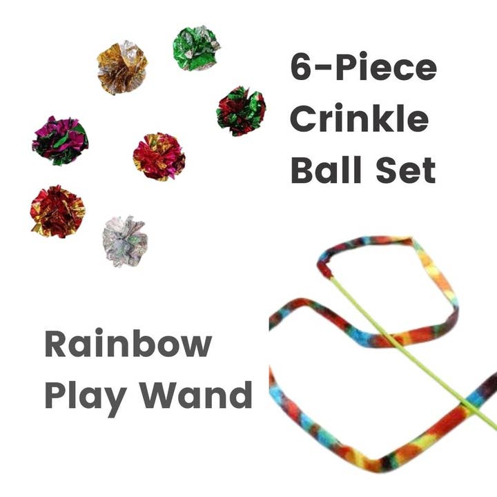 Cat Box Classics - Wholesale Pet Toy - Cat - 6-Piece Cat Crinkle Balls Play Pack