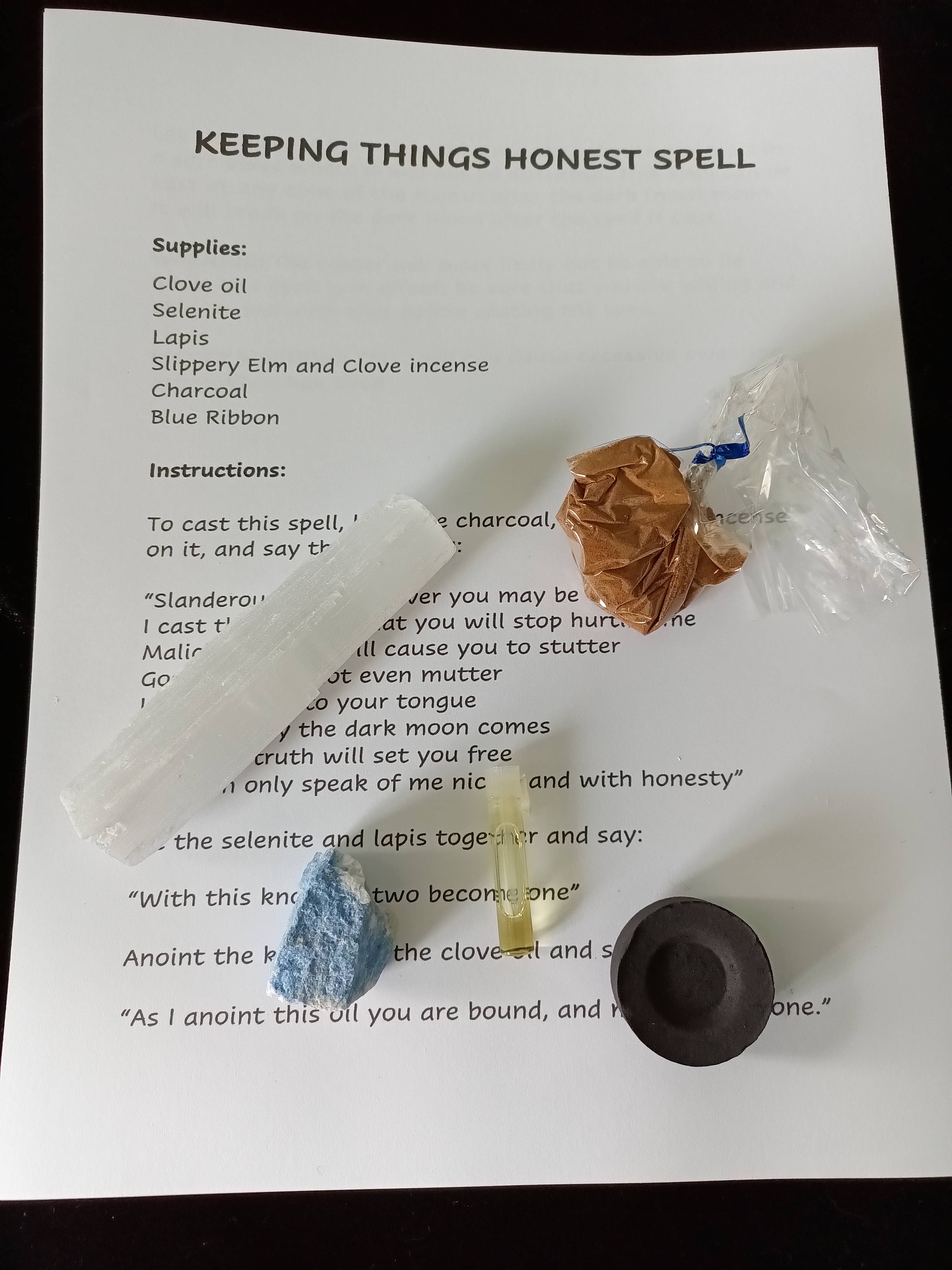 The Avidity Witch - Wholesale Meditation Supplies - Keeping Things Honest Spell Kit19