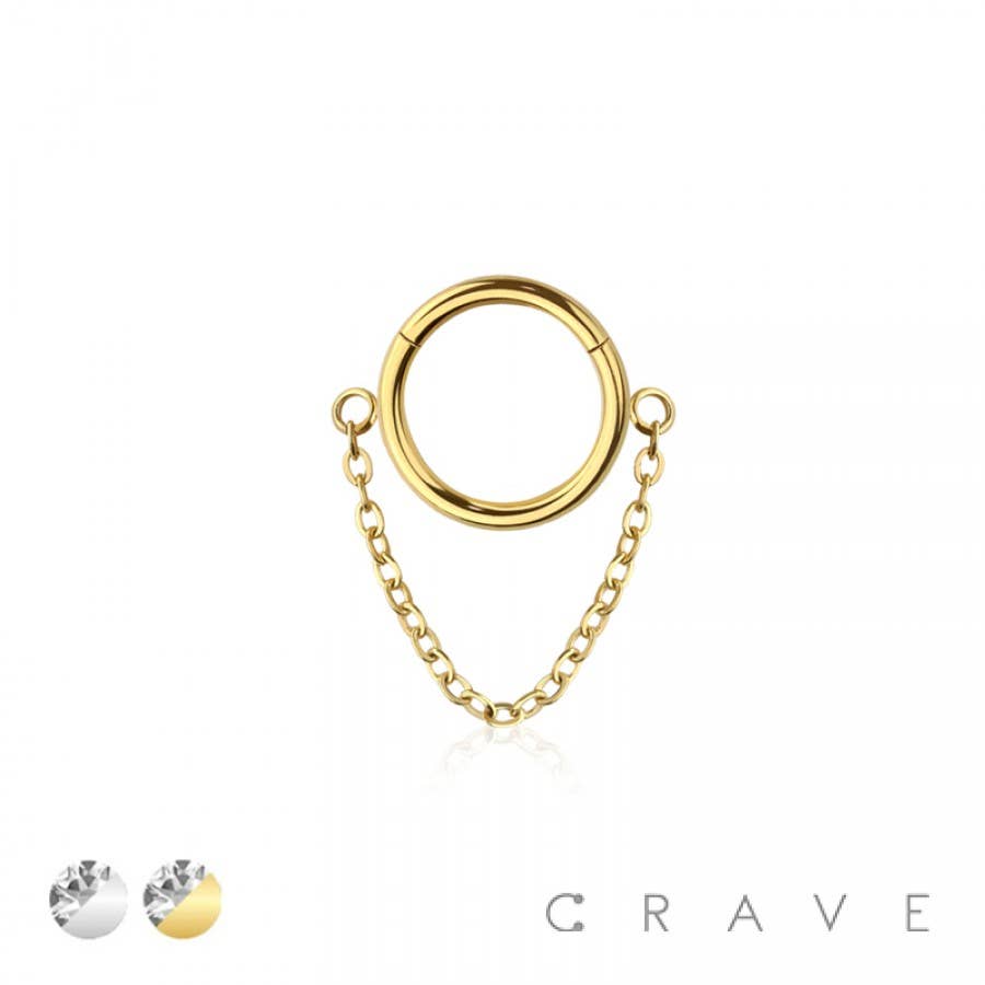 CRAVE - Wholesale Single Earring - 316L SURGICAL STEEL HINGED SEGMENT HOOP RING SINGLE LINE CHA2