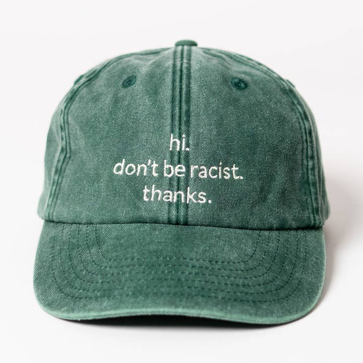 hi. don't be racist. thanks. Dad Cap - vintage green & cream für den Großhandel von arrel - responsible apparel