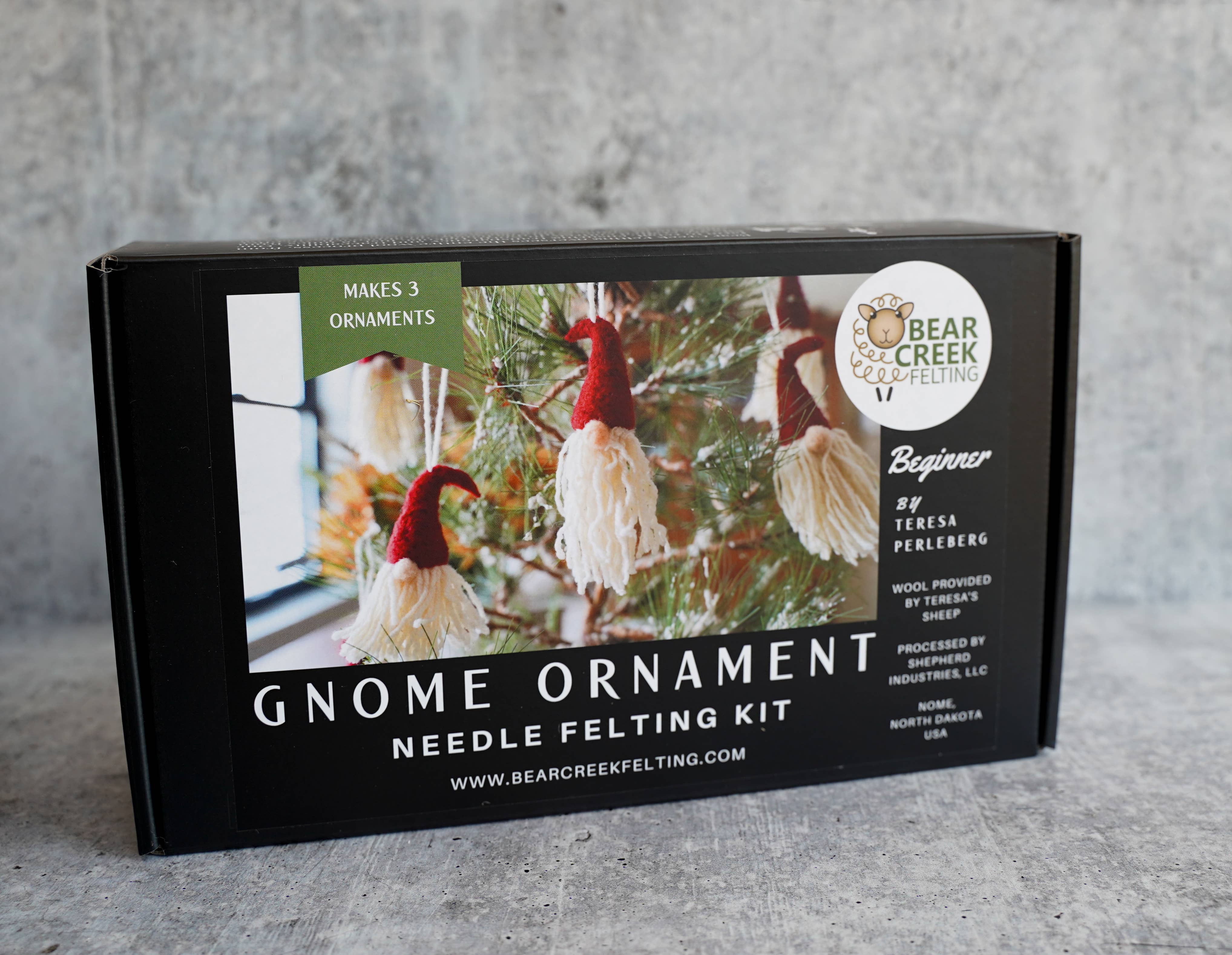 Bear Creek Felting - Vendita all'ingrosso Kit per lavoretti fai da te - Kit per infeltrire ad aghi Gnome Ornaments (per 3 ornamenti)11