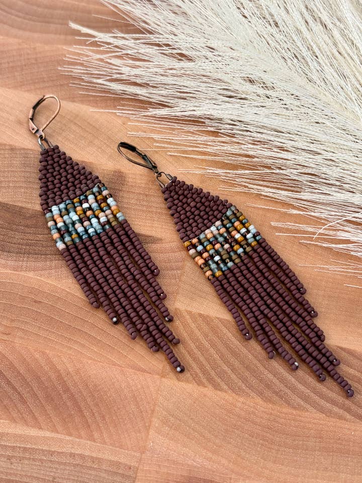 Chocolate Pebble Beaded Earrings for wholesale by Made by Melissa