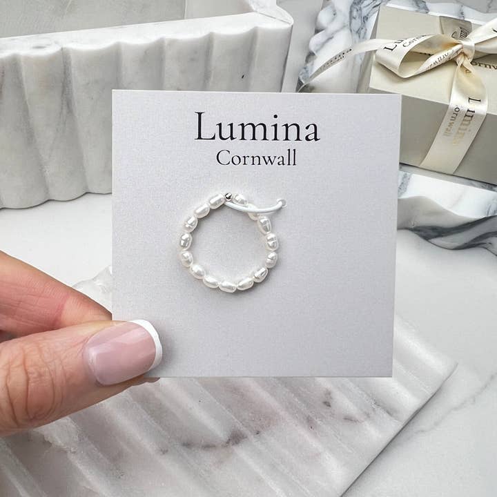 Freshwater Pearl Stretch Ring - Sterling silver for wholesale by Lumina Cornwall