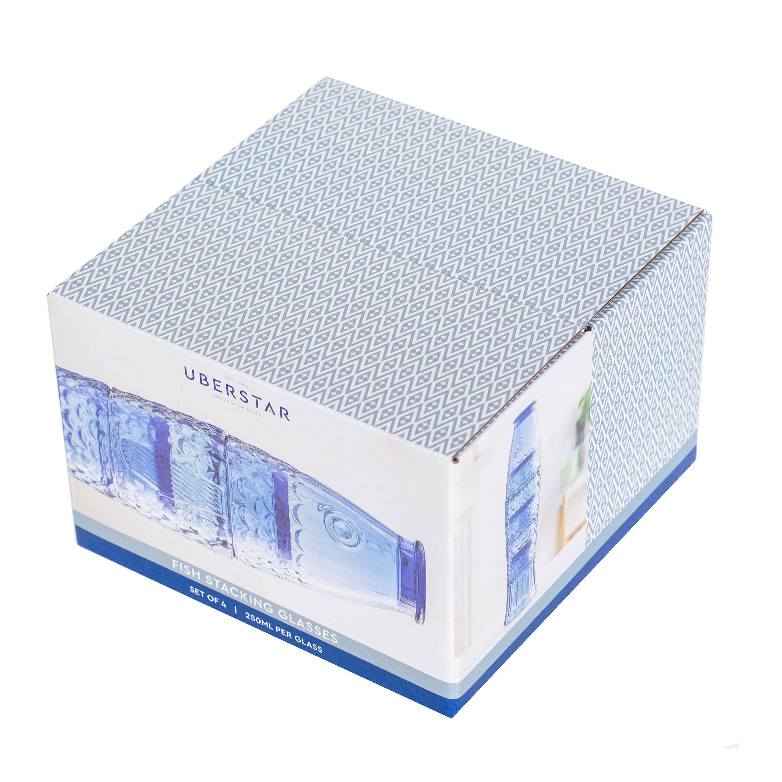 UBERSTAR - Vente Verre/tasse - Verres empilables à poisson - Lot de 4 - Bleu6
