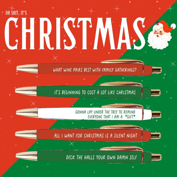FUN CLUB - Wholesale Pen - Christmas Pen Set (Holiday, pens, office, funny, unique, gifts, stationery)