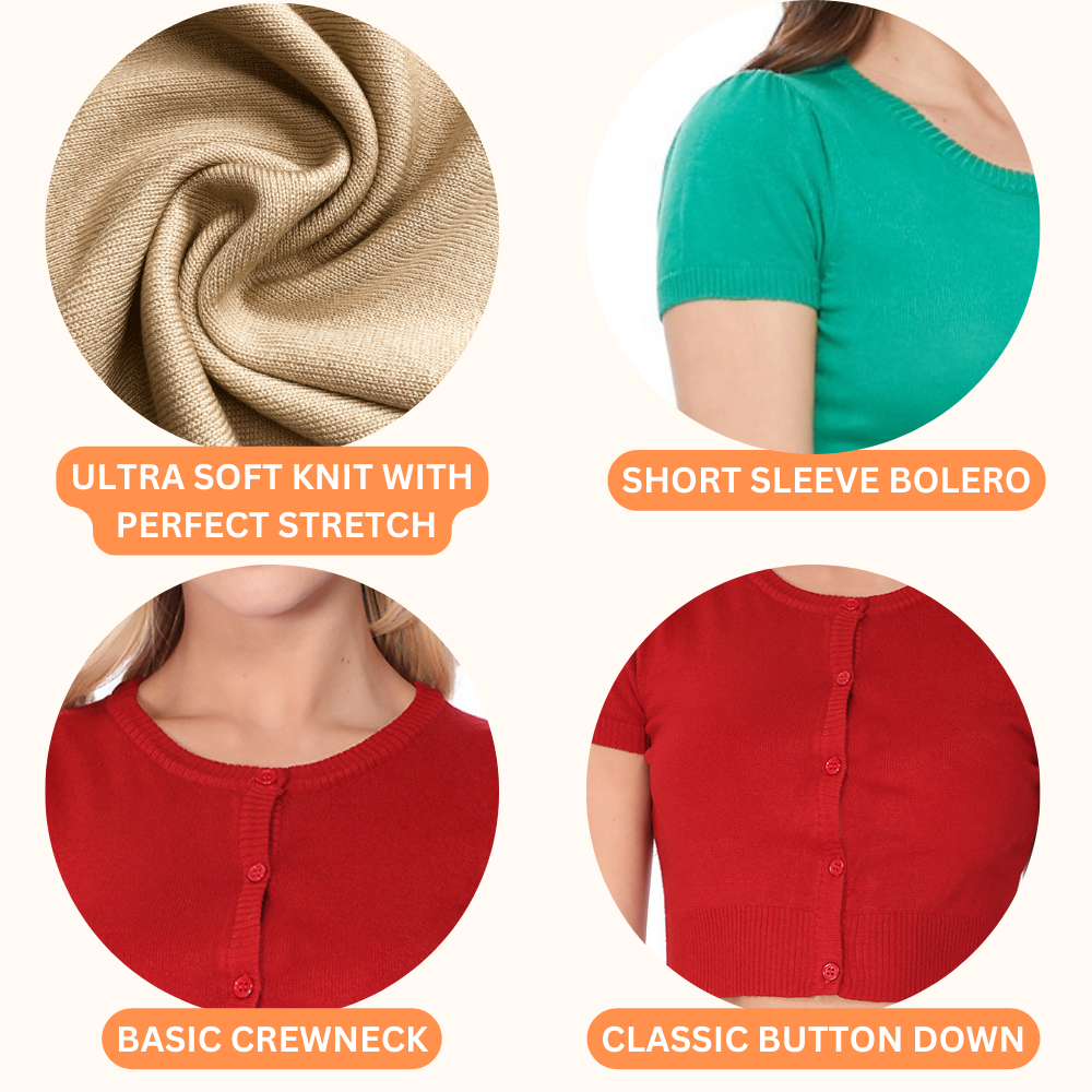 Mak - Vente Cardigan – femme - Cardigan court à col rond à manches courtes CB053655