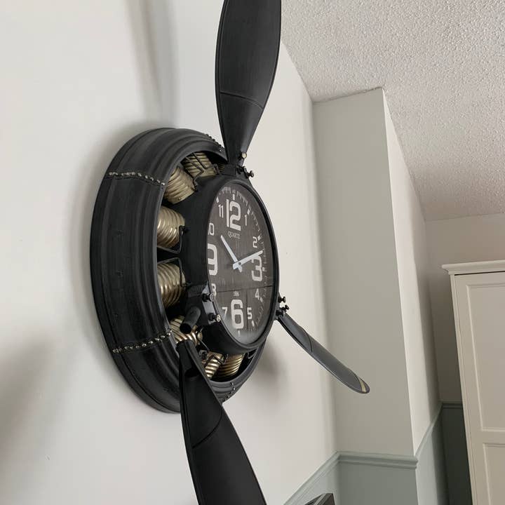 Peterson Housewares & Artwares - Wholesale Wall Accent - Metal Airplane Propeller Wall Décor clock3