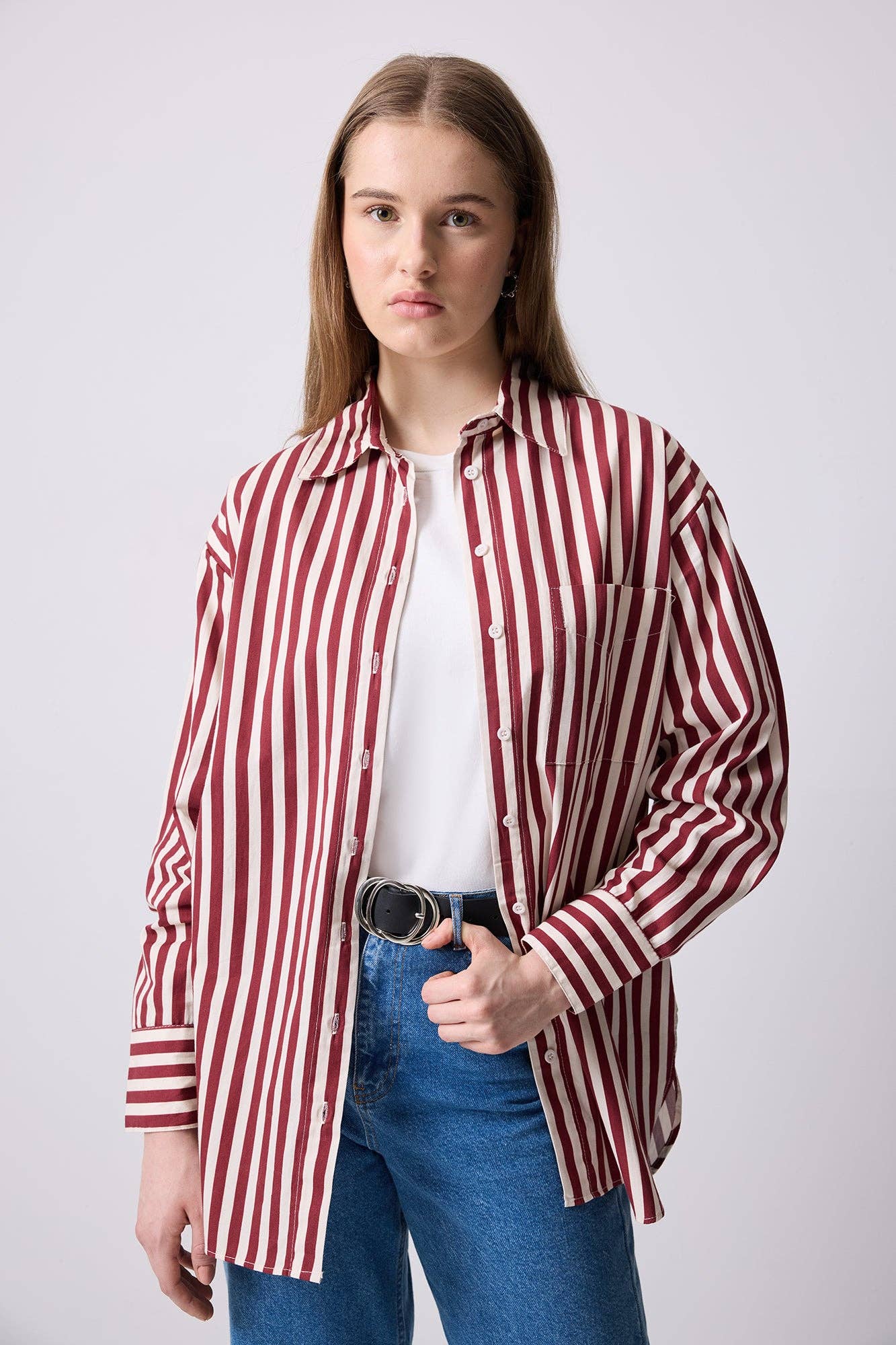 Bordo THICK STRIPED OVERSIZE SHIRT for wholesale on Faire