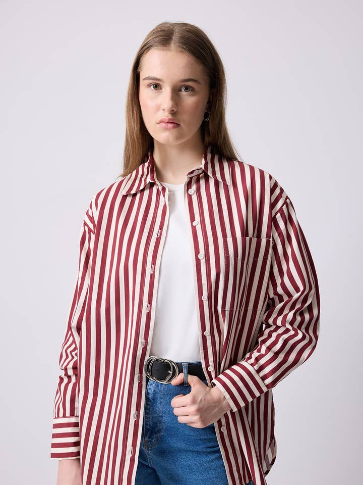 Bordo THICK STRIPED OVERSIZE SHIRT for wholesale on Faire0