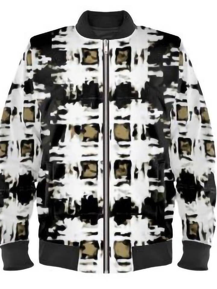 Chaqueta bomber para hombre «Tartan Tan/Black» para venta al por mayor de Lady Barbara Pinson Artist